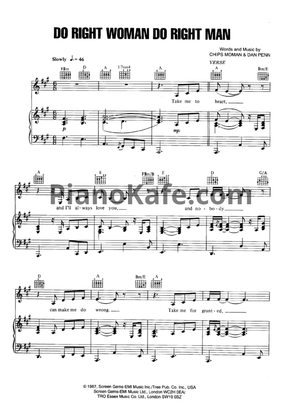 Ноты Aretha Franklin - Do right woman do right man - PianoKafe.com