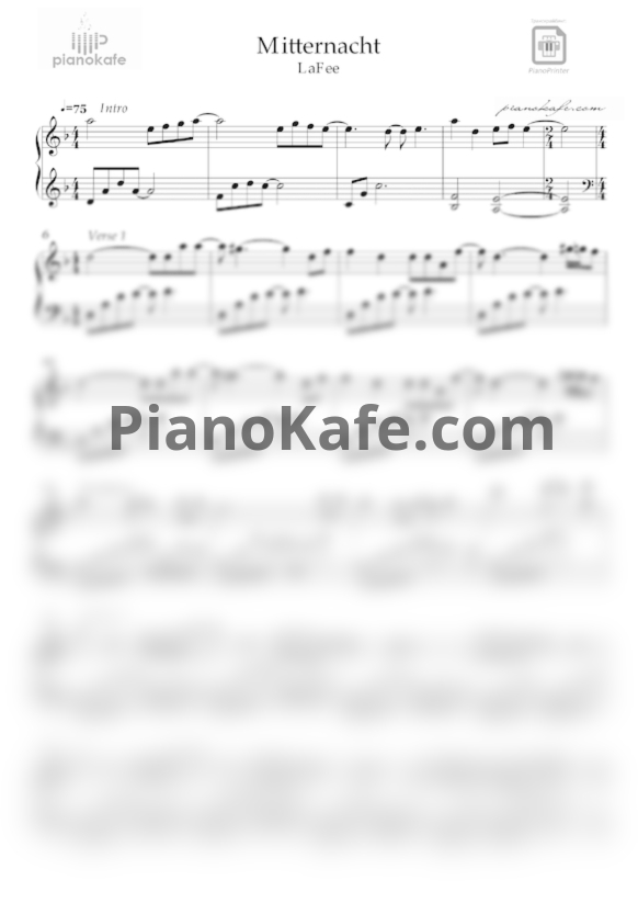 Ноты LaFee - Mitternacht (Piano version) - PianoKafe.com