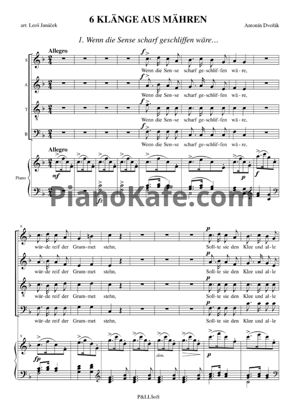 Ноты А. Дворжак - 6 Klänge aus Mähren - PianoKafe.com