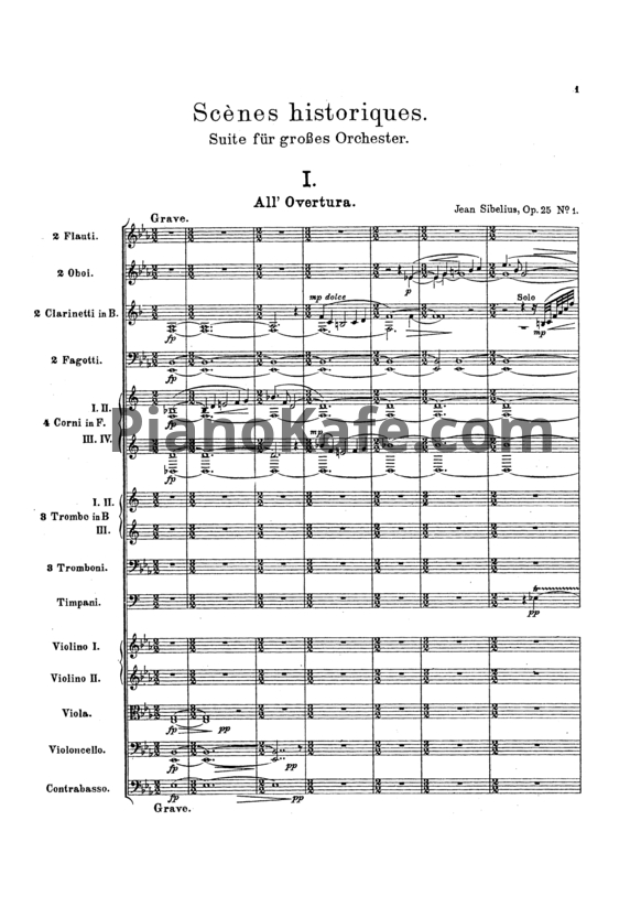 Ноты Ян Сибелиус - Сюита для оркестра "Исторические сцены I" (Op. 25, партитура) - PianoKafe.com