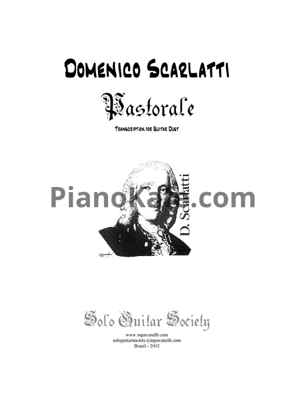 Ноты Д. Скарлатти - Пастораль (для 2 гитар) - PianoKafe.com