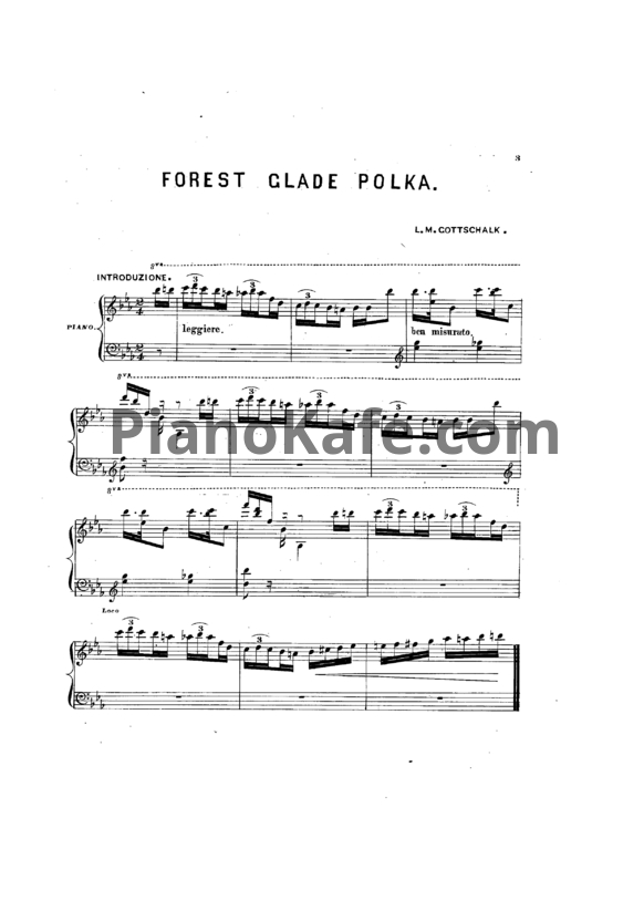 Ноты Луи Моро Готшалк - Forest glade (Op. 25) - PianoKafe.com