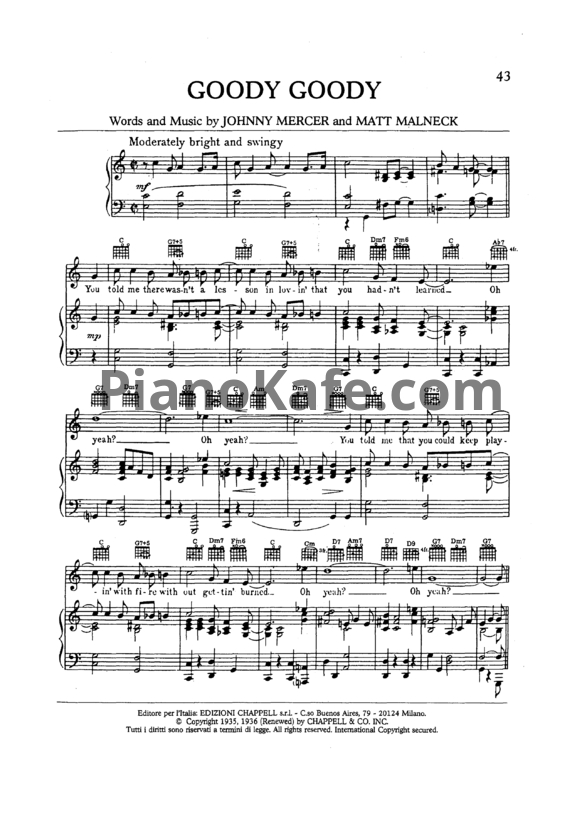 Ноты Frank Sinatra - Goody goody - PianoKafe.com