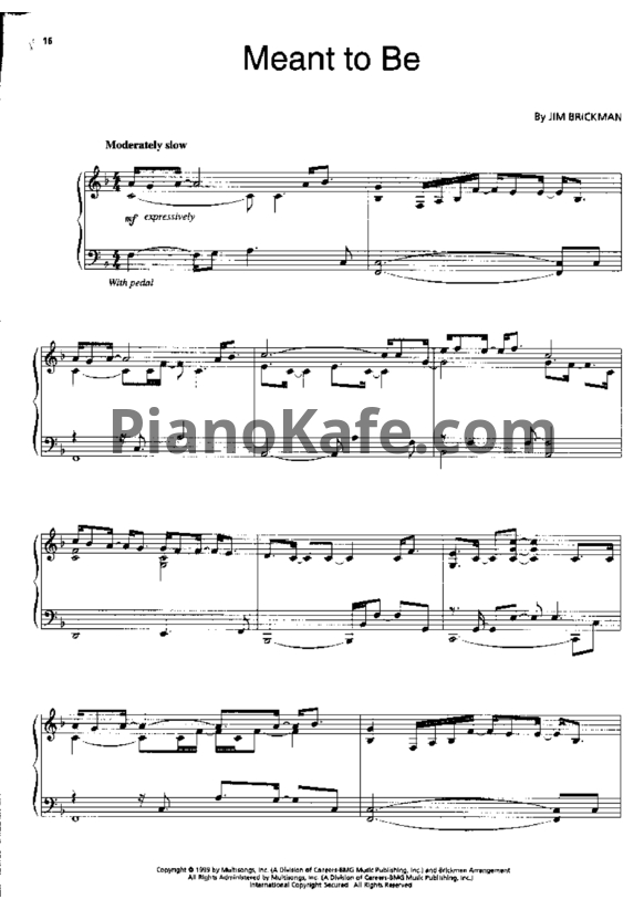 Ноты Jim Brickman - Meant to be - PianoKafe.com