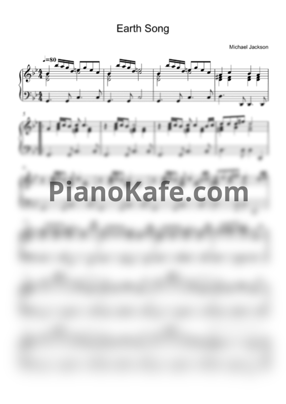 Ноты Michael Jackson - Earth song (Версия 2) - PianoKafe.com