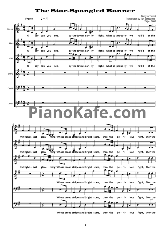 Ноты Take 6 - Banner - PianoKafe.com