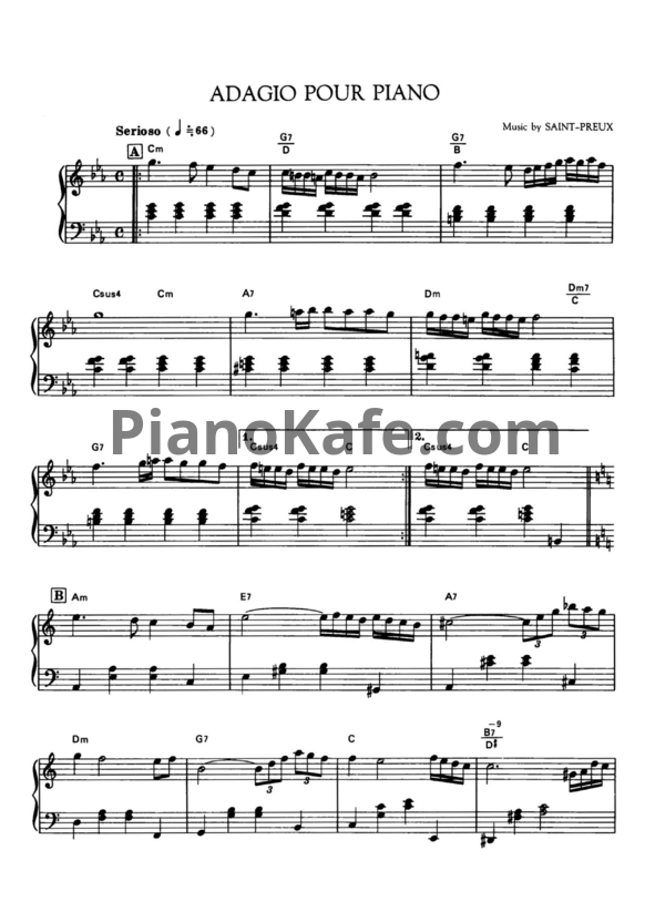 Ноты Saint-Preux - Adagio pour piano - PianoKafe.com