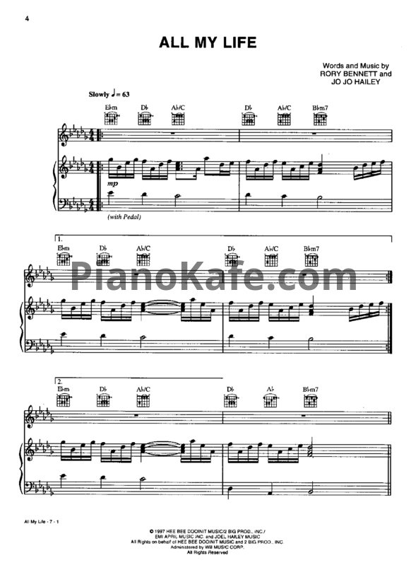 Ноты K-Ci & JoJo - All my life - PianoKafe.com