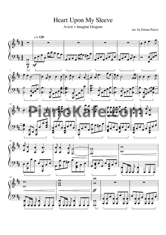 Ноты Avicii, Imagine Dragons - Heart upon my sleeve - PianoKafe.com