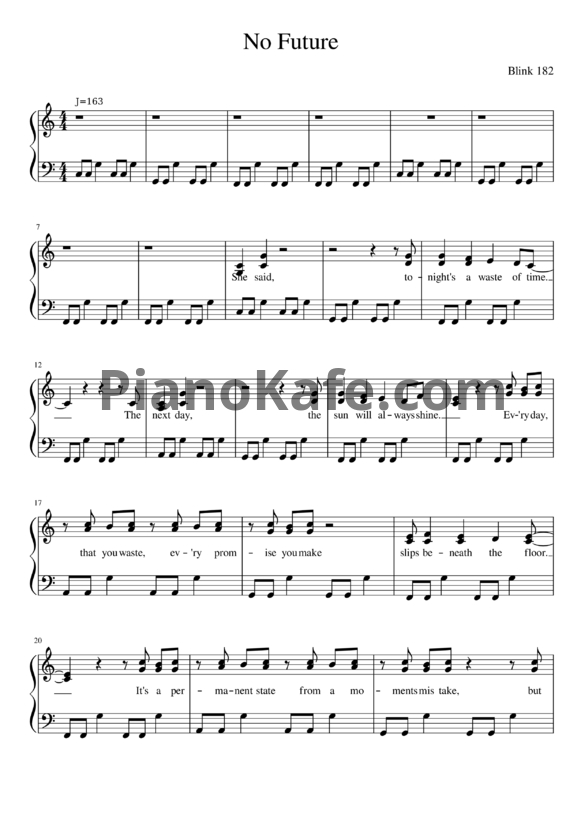 Ноты Blink-182 - No future - PianoKafe.com