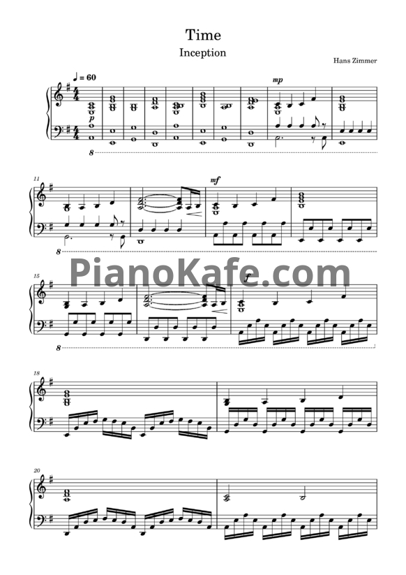 Ноты Hans Zimmer - Time - PianoKafe.com