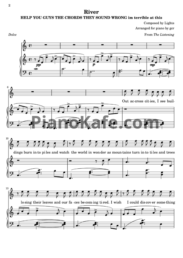 Ноты Lights - The listening - PianoKafe.com