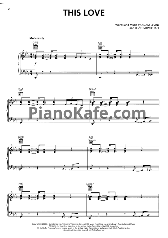 Ноты Maroon 5 - This love - PianoKafe.com