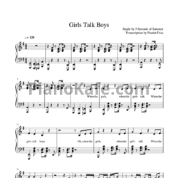 Ноты 5 Seconds Of Summer - Girls talk boys - предпросмотр