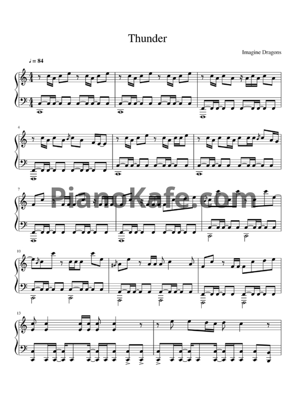 Ноты Imagine Dragons - Thunder - PianoKafe.com
