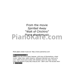 Ноты Joe Hisaishi - Walt of chichiro - предпросмотр