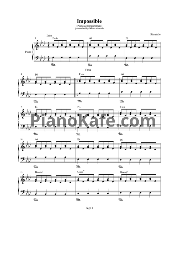 Ноты Shontelle - Impossible - PianoKafe.com