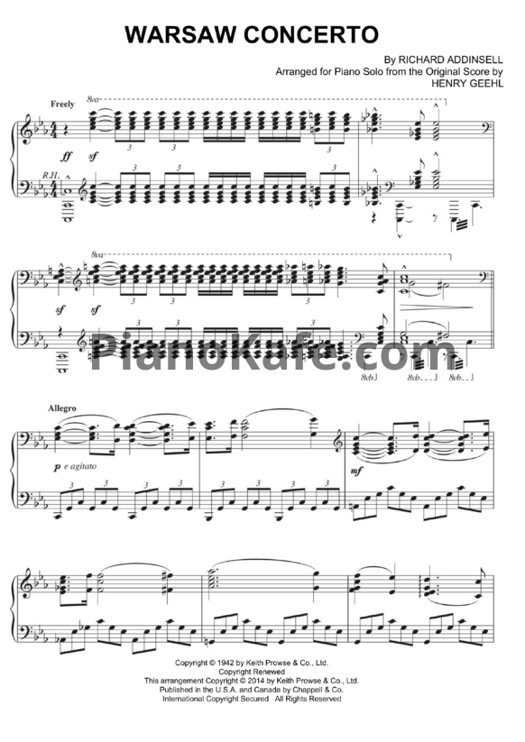 Ноты Richard Addinsell - Warsaw concerto - PianoKafe.com