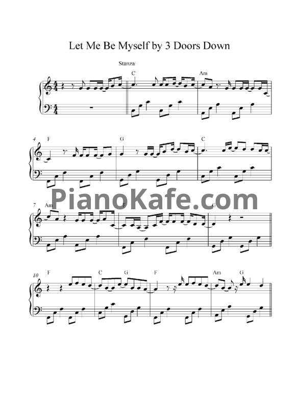 Ноты 3 Doors Down - Let Me Be Myself - PianoKafe.com