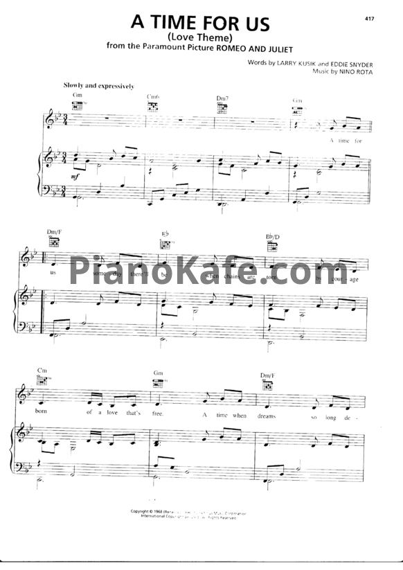 Ноты Nino Rota - A time for us (Love theme) - PianoKafe.com