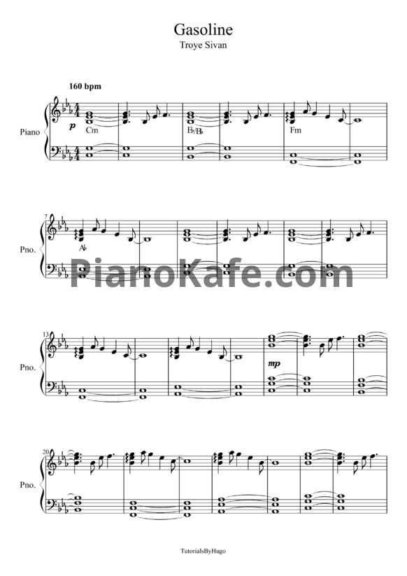 Ноты Troye Sivan - Gasoline - PianoKafe.com