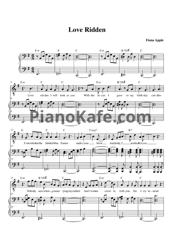 Ноты Fiona Apple - Love ridden - PianoKafe.com