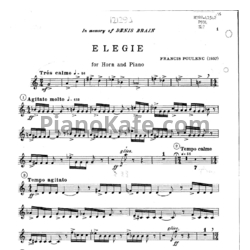 Ноты Франсис Пуленк - Элегия (Вальторна) - предпросмотр