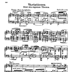 Ноты И. Брамс - Вариации для фортепиано на собственную тему (Op. 21 №1) - предпросмотр