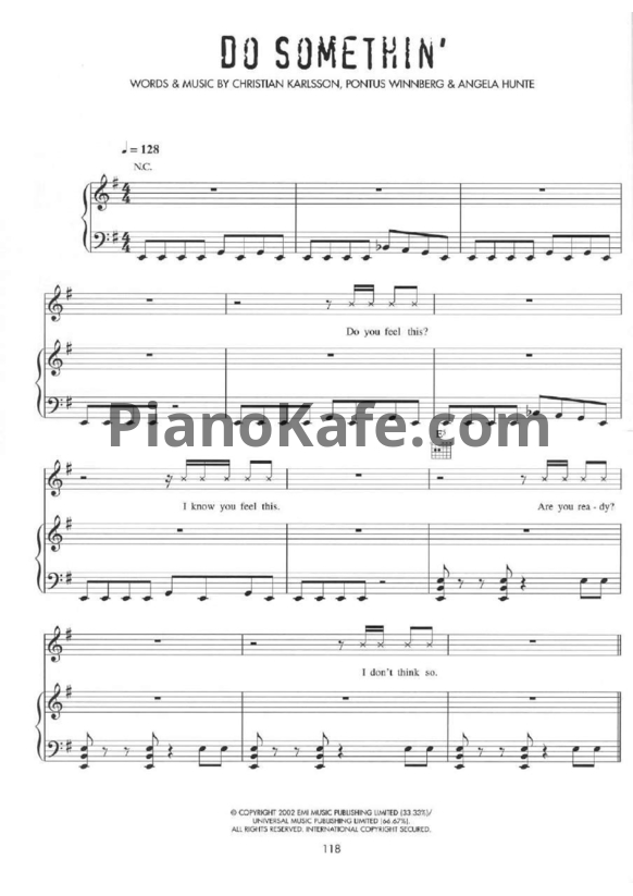 Ноты Britney Spears - Do somethin’ - PianoKafe.com