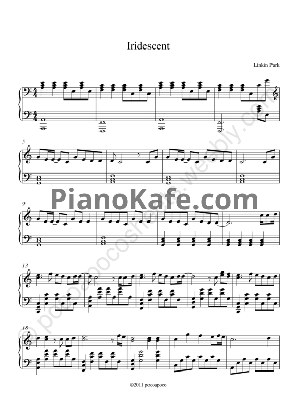 Ноты Linkin Park - Iridescent - PianoKafe.com