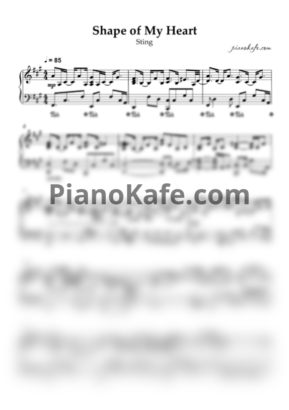 Ноты Sting - Shape of my heart (Piano cover by Evgeny Alexeev) - PianoKafe.com
