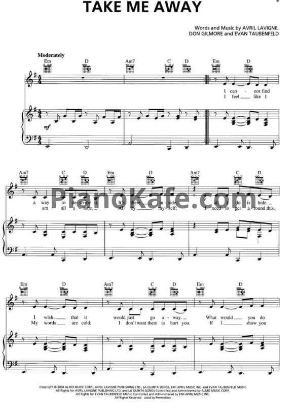 Ноты Avril Lavigne - Under my skin (Книга нот) - PianoKafe.com