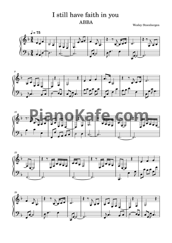 Ноты ABBA - I still have faith in you - PianoKafe.com