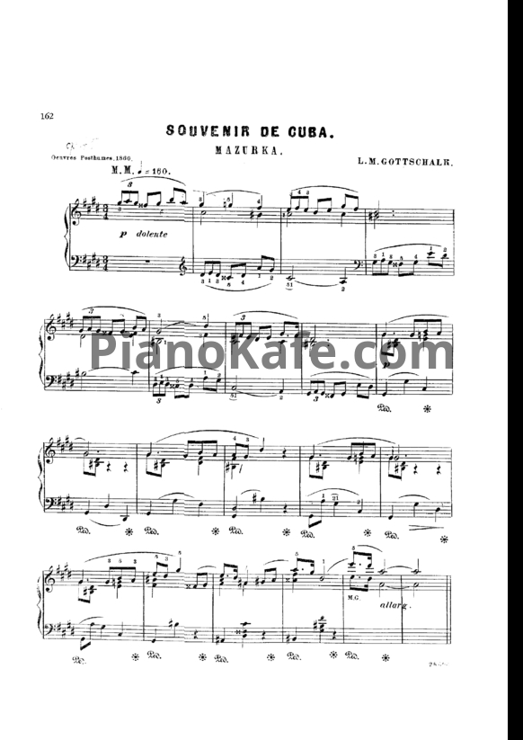 Ноты Луи Моро Готшалк - Souvenir de Cuba (Op. 75) - PianoKafe.com