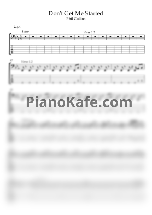 Ноты Phil Collins - Don't get me started (для 5-ти струнного баса) - PianoKafe.com