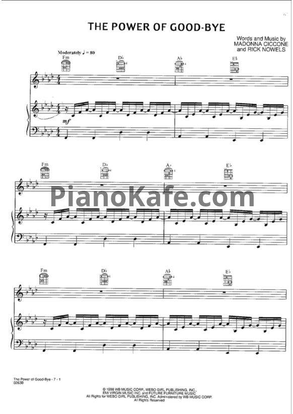 Ноты Madonna - The power of goodbye - PianoKafe.com