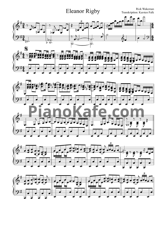 Ноты Rick Wakeman - Eleanor rigby - PianoKafe.com