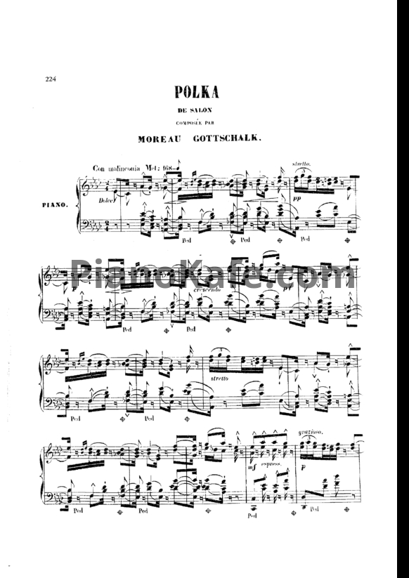 Ноты Луи Моро Готшалк - Polka de salon (Op. 1) - PianoKafe.com