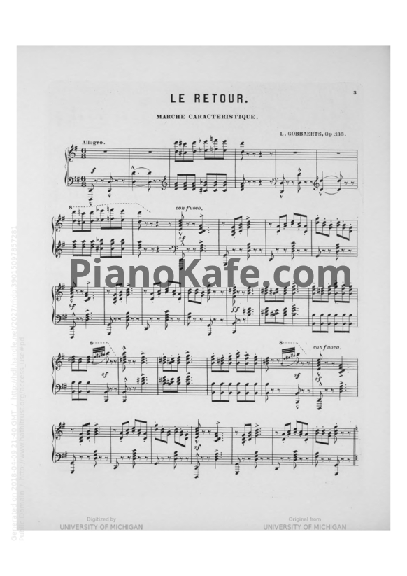 Ноты Л. Гоббартс - Возвращение. Характеристический марш для фортепиано - PianoKafe.com