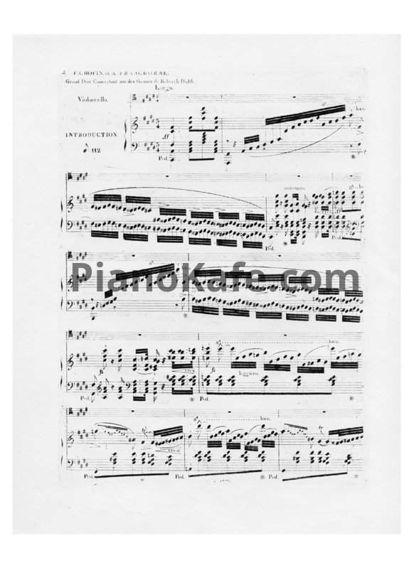 Ноты Ф. Шопен - Большой концертный дуэт для виолончели и фортепиано на темы из оперы Мейербера "Роберт-дьявол" (B. 70) - PianoKafe.com