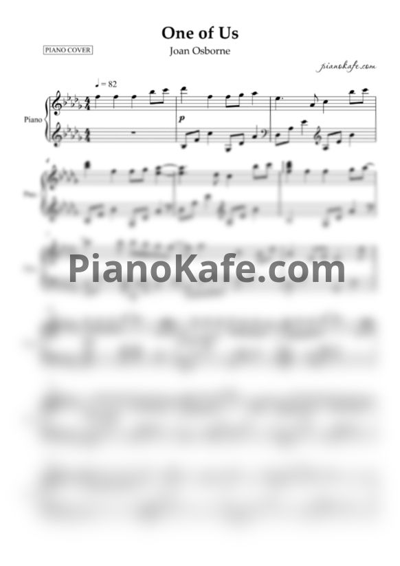 Ноты Joan Osborne - One of us (Piano cover) - PianoKafe.com