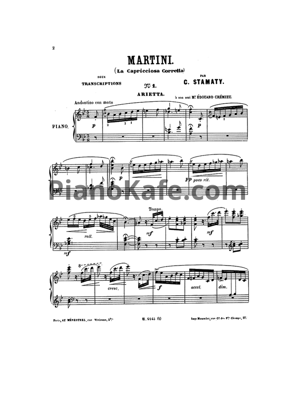 Ноты Камиль Стамати - Ариетта (Op. 50) - PianoKafe.com
