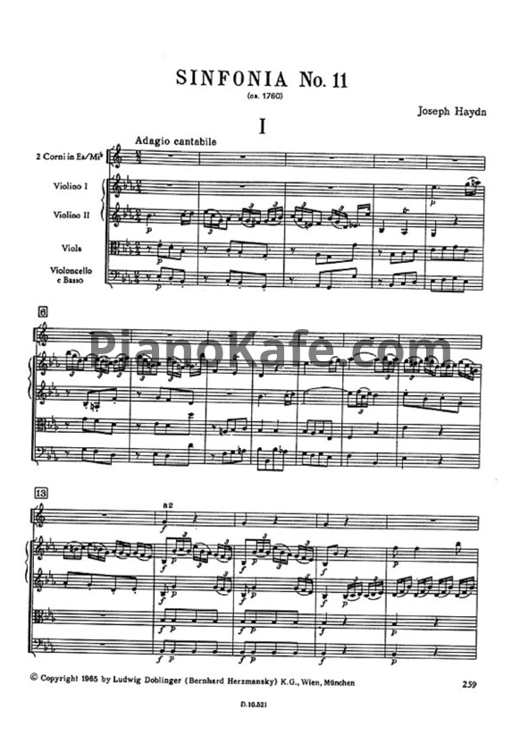 Ноты Йозеф Гайдн - Симфония №11 ми-бемоль мажор (Партитура) - PianoKafe.com