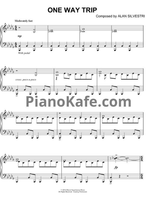 Ноты Alan Silvestri - One way trip - PianoKafe.com
