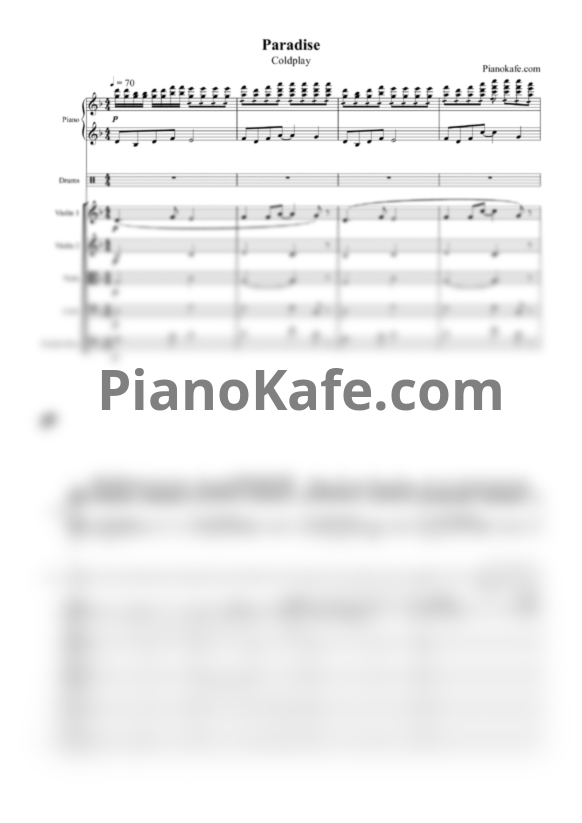 Ноты Coldplay - Paradise (Партитура и партии) - PianoKafe.com