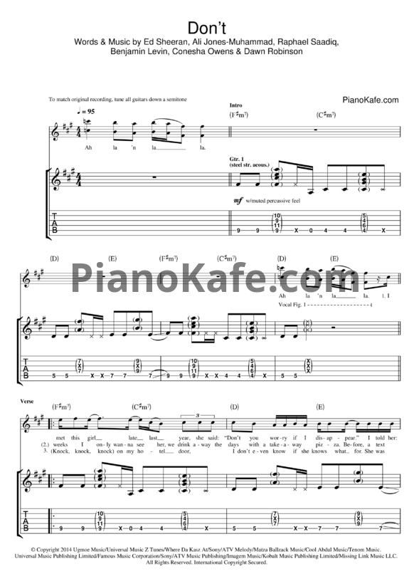 Ноты Ed Sheeran - Don't - PianoKafe.com