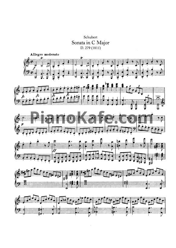 Ноты Франц Шуберт - Соната ля мажор (D. 279) - PianoKafe.com