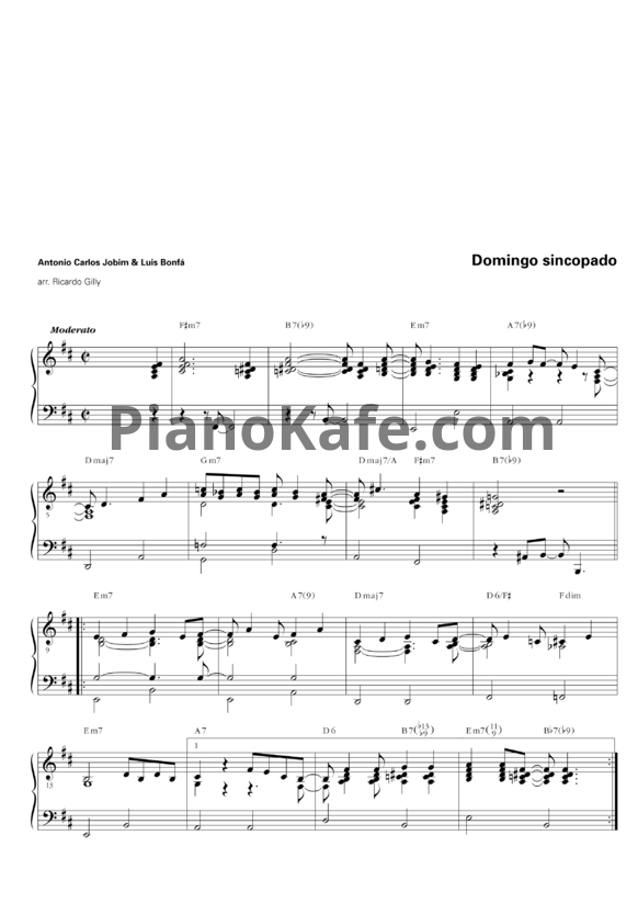 Ноты Antonio Carlos Jobim & Luis Bonfá - Domingo sincopado - PianoKafe.com