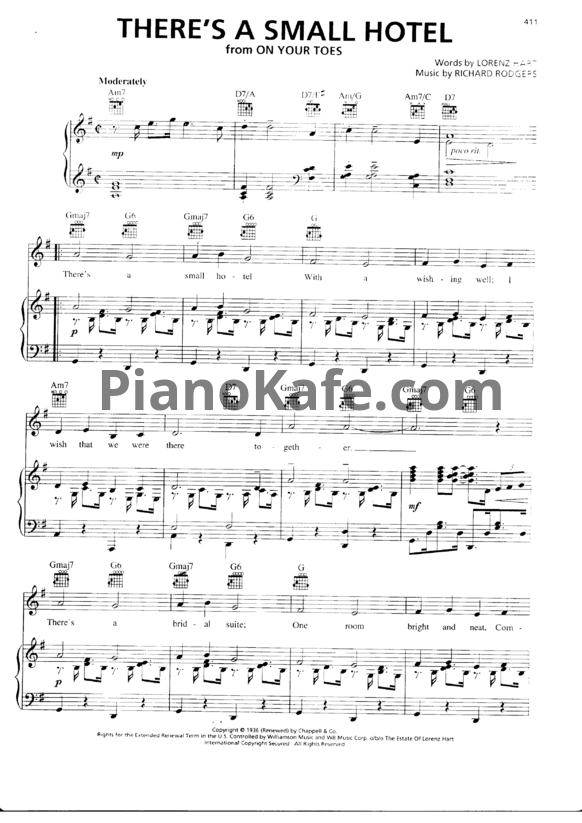 Ноты Richard Rodgers - There's a small hotel - PianoKafe.com