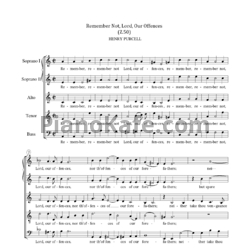 Ноты Генри Пёрселл - Антем "Remember not, O Lord, our offences" (Z 50) - предпросмотр